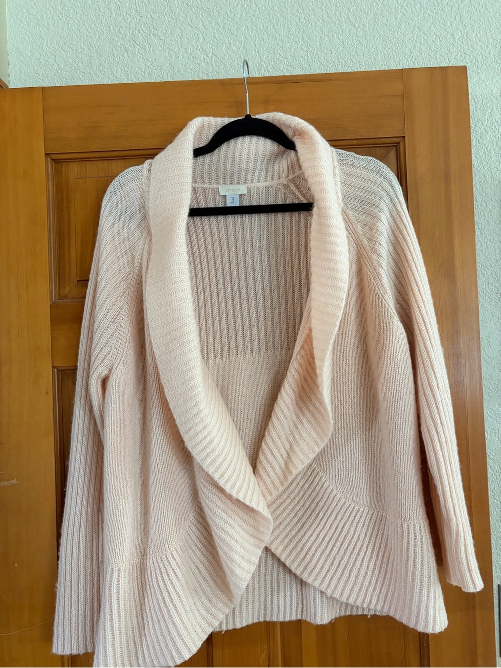 Chico's Blush Open-Front Shawl Collar Cardigan